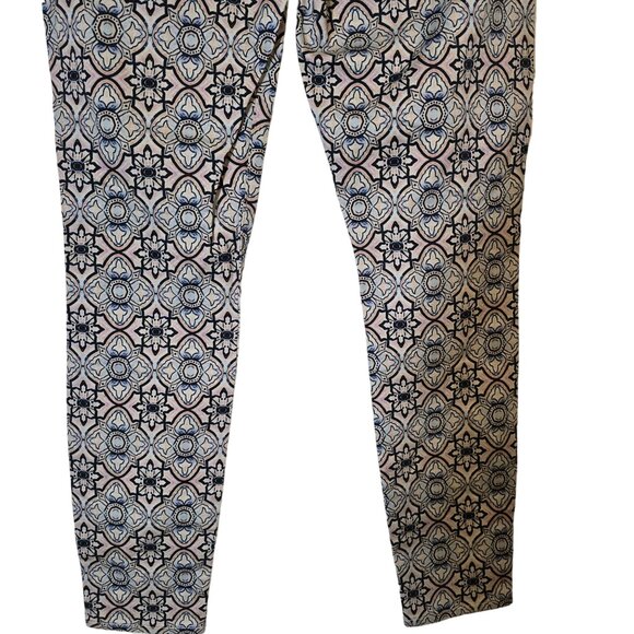 7 For All Mankind Pocket Jeggings White Blue Geometric Zip Button Skinny Jeans‎ - Picture 4 of 8